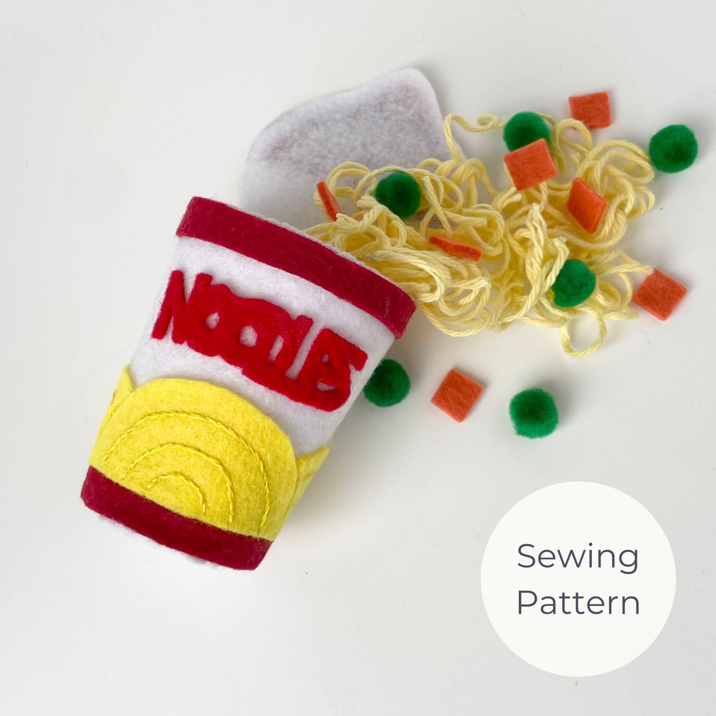 Felt Instant Cup Ramen Noodle - PDF Sewing Pattern