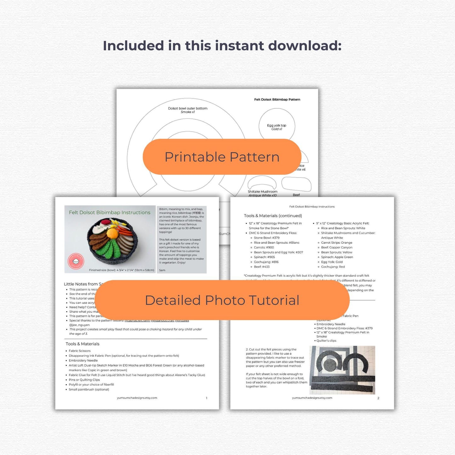 Felt Bibimbap - PDF Sewing Pattern