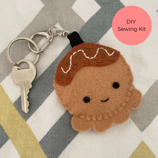 Felt Takoyaki Keychain - DIY Sewing Kit