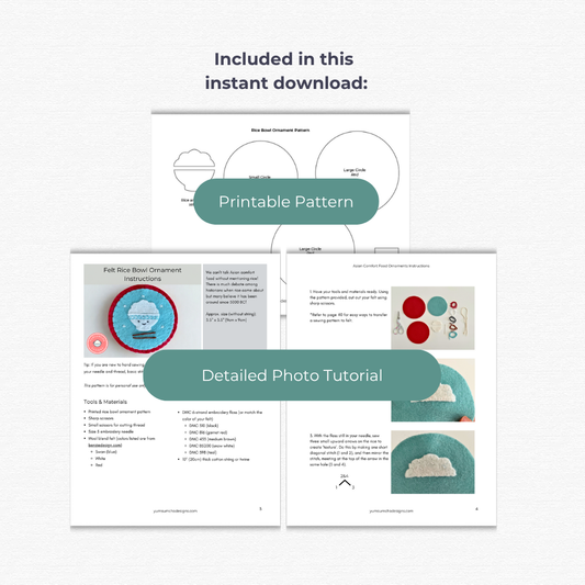 Asian Comfort Food Felt Ornaments - PDF Sewing Pattern